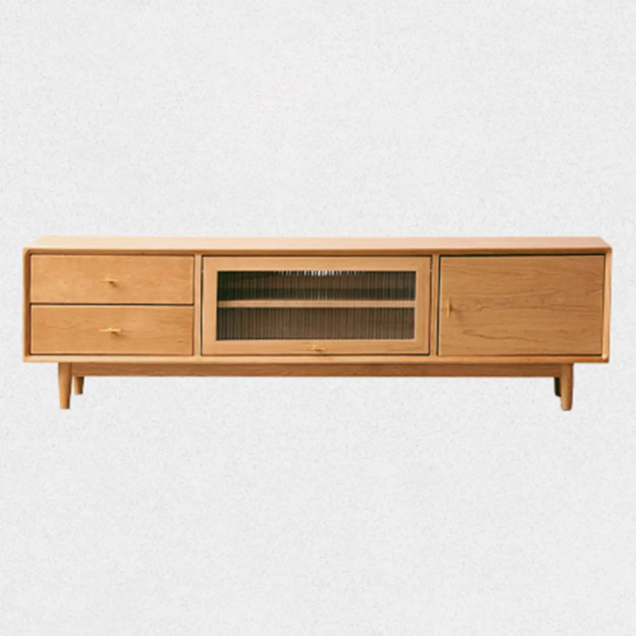 Natural Finish Cherry Wood Enclosed Storage TV Stand