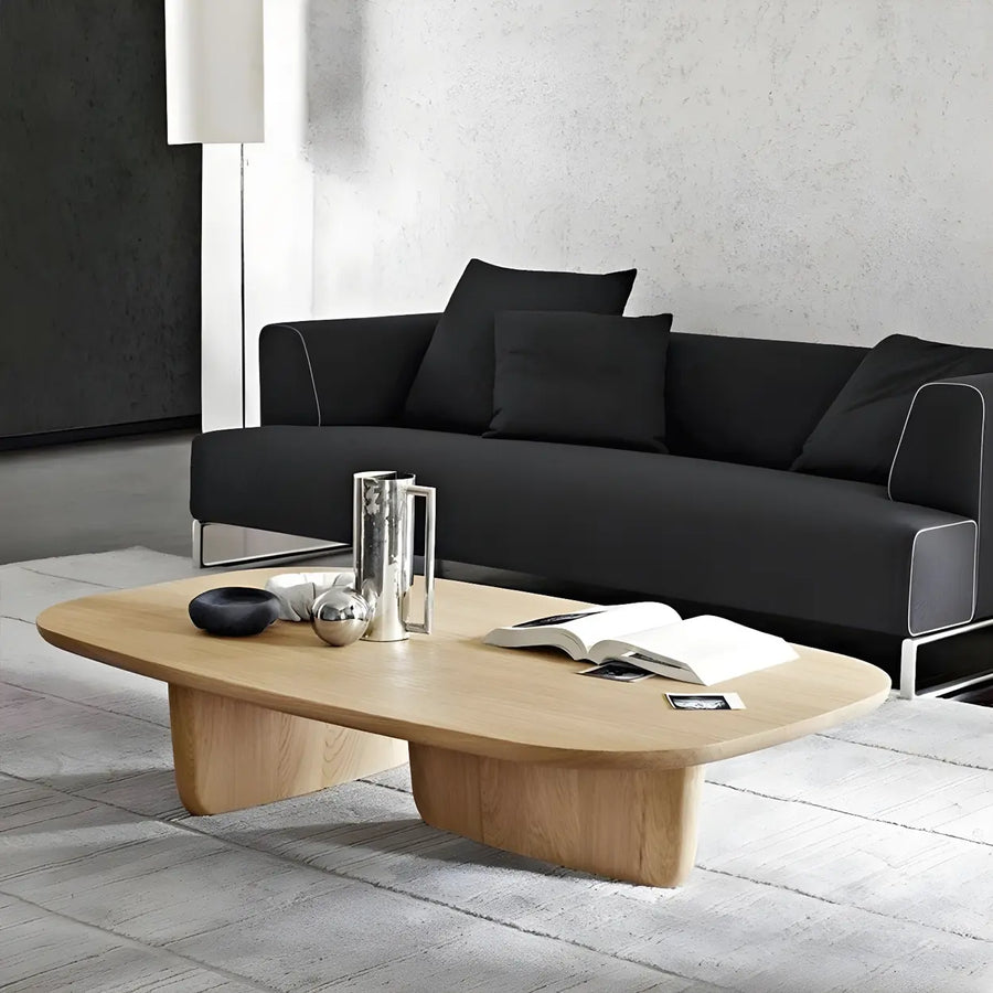 Natural Finish Pine Wood Rectangular Coffee Table