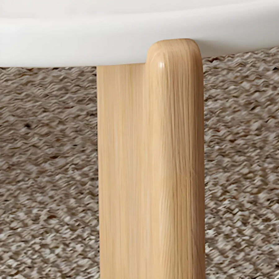 Natural Finish Wood Three-Leg Round Coffee Table Set
