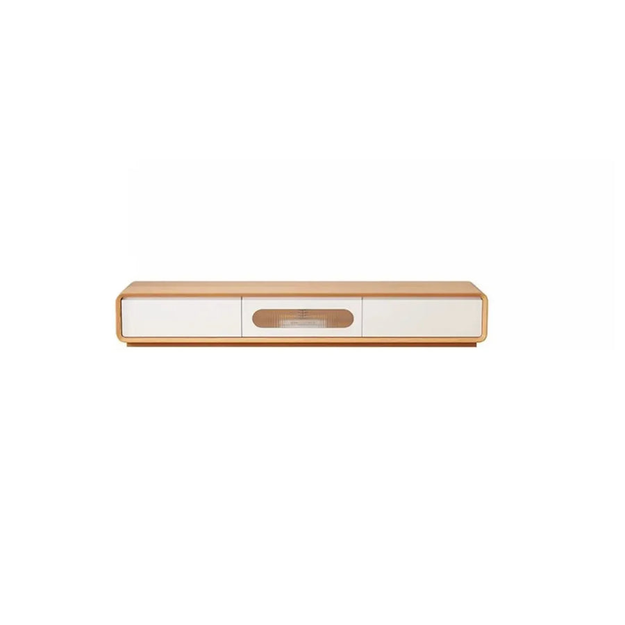 Natural-White Wooden Drawers Cabinet Long TV Stand