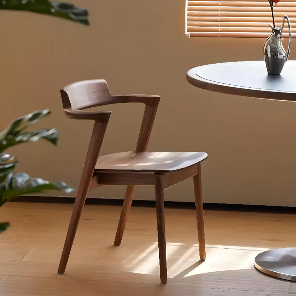 Natural Wood Armless Faux Leather Dining Chair Walnut