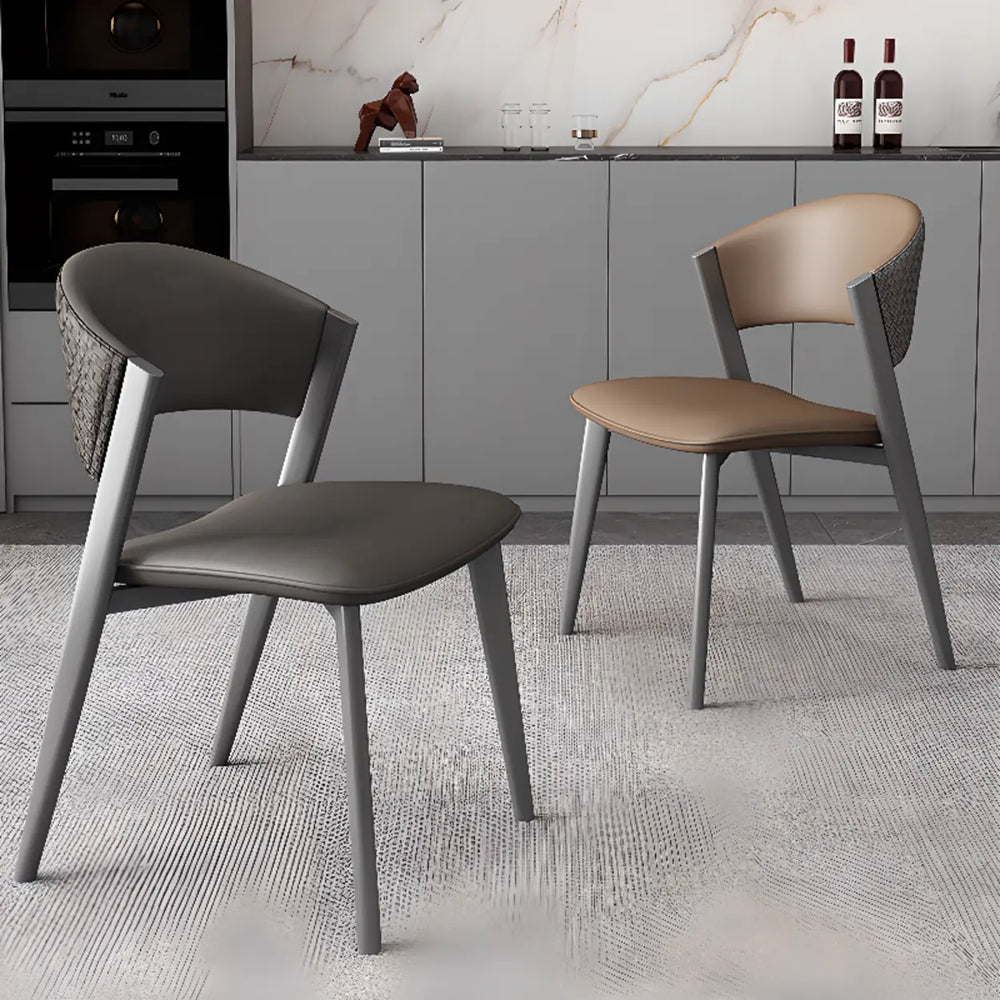 Nordic Open Curved Back Faux Leather Dining Chairs