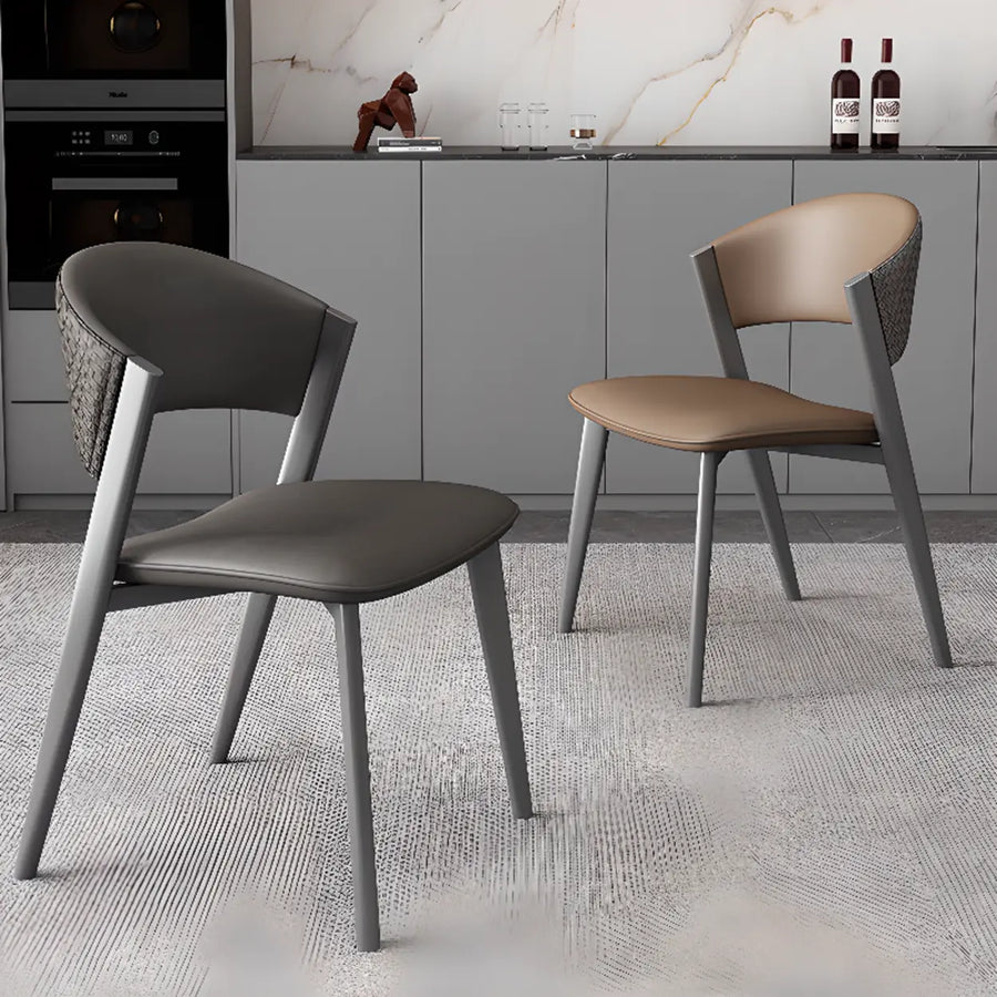 Nordic Open Curved Back Faux Leather Dining Chairs