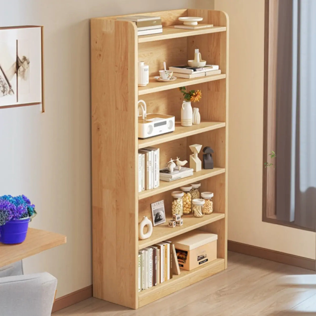 Nordic Simple Rectangular Wooden Storage Bookcase