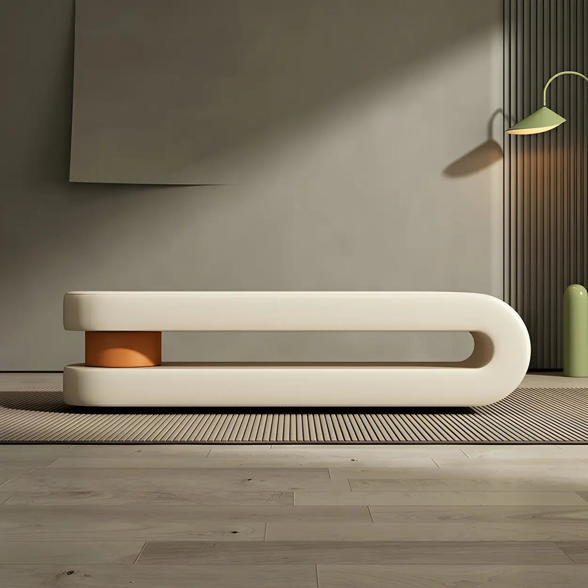 Off-White Faux Leather Upholstered Bedroom Bench