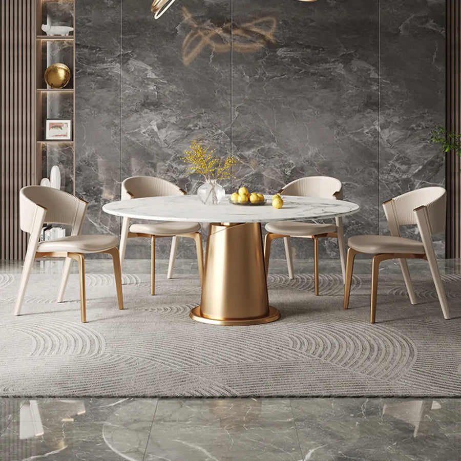 Open Back Faux Leather Seat Metal Dining Chairs Beige