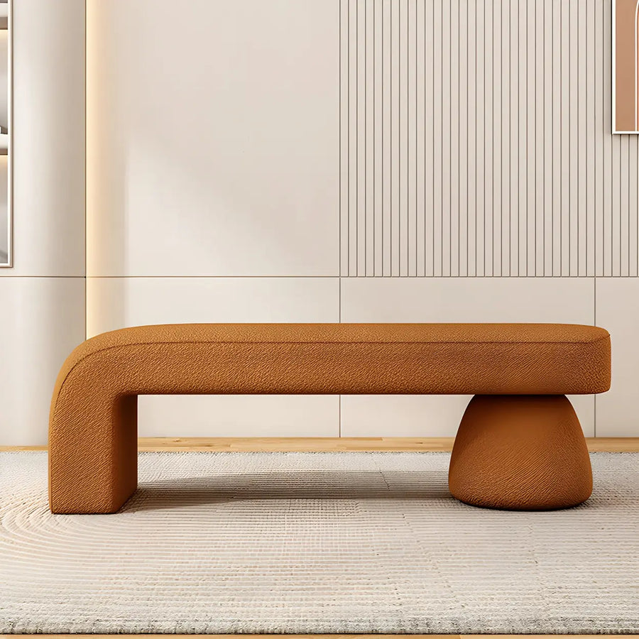 Orange Sherpa Upholstered Short Height Bedroom Bench