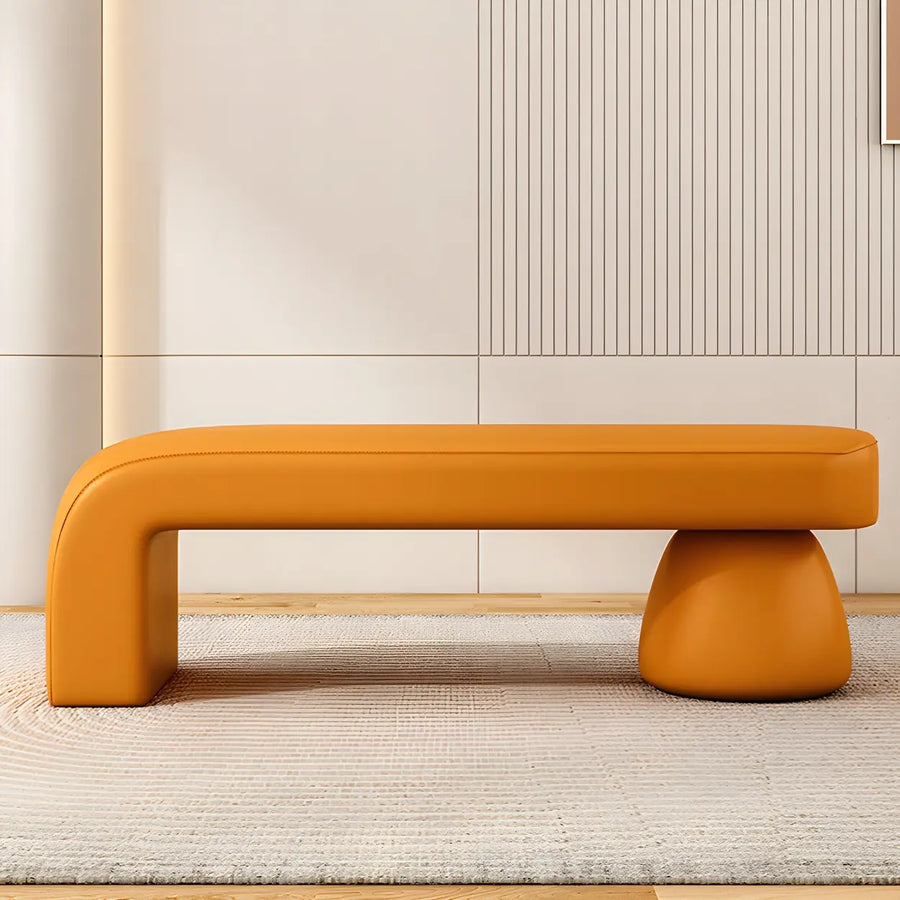 Orange Sherpa Upholstered Short Height Bedroom Bench