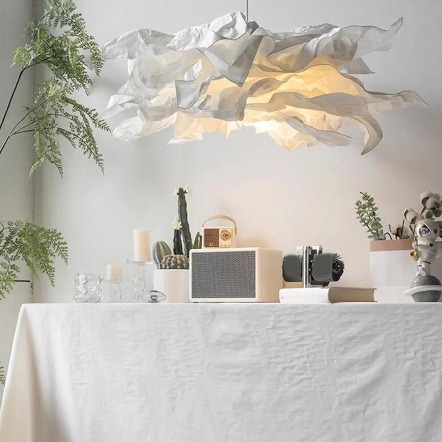Organic Abstract Paper White 1-Light Pendant Light