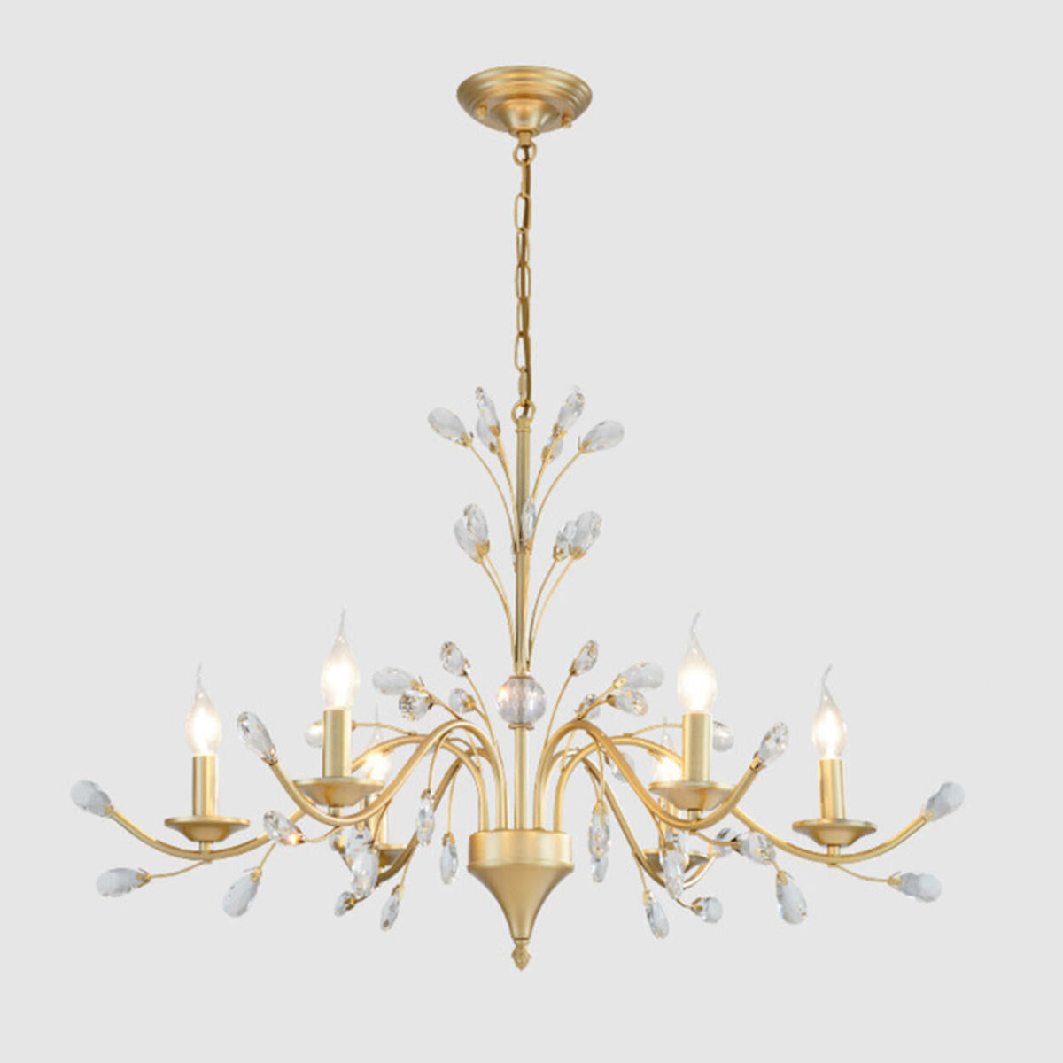 Organic Art Deco Branch Tree Candle Crystal Chandelier
