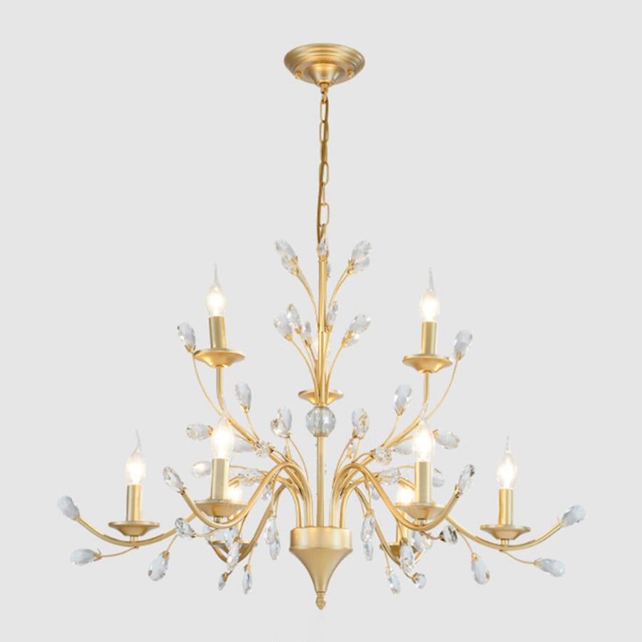 Organic Art Deco Branch Tree Candle Crystal Chandelier