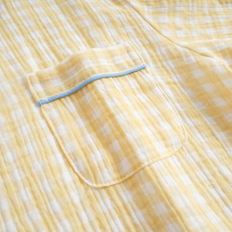 Long-Sleeve Pastel Gingham Pajama Set