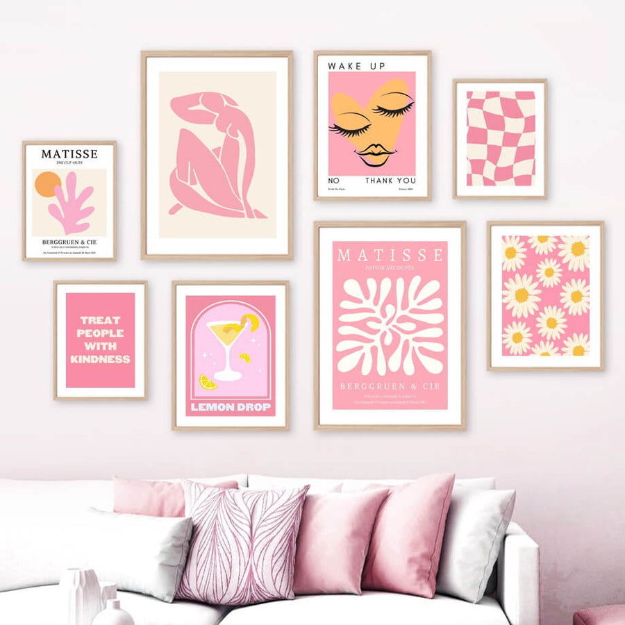 Pastel Pink Gallery Wall Art Canvas Posters