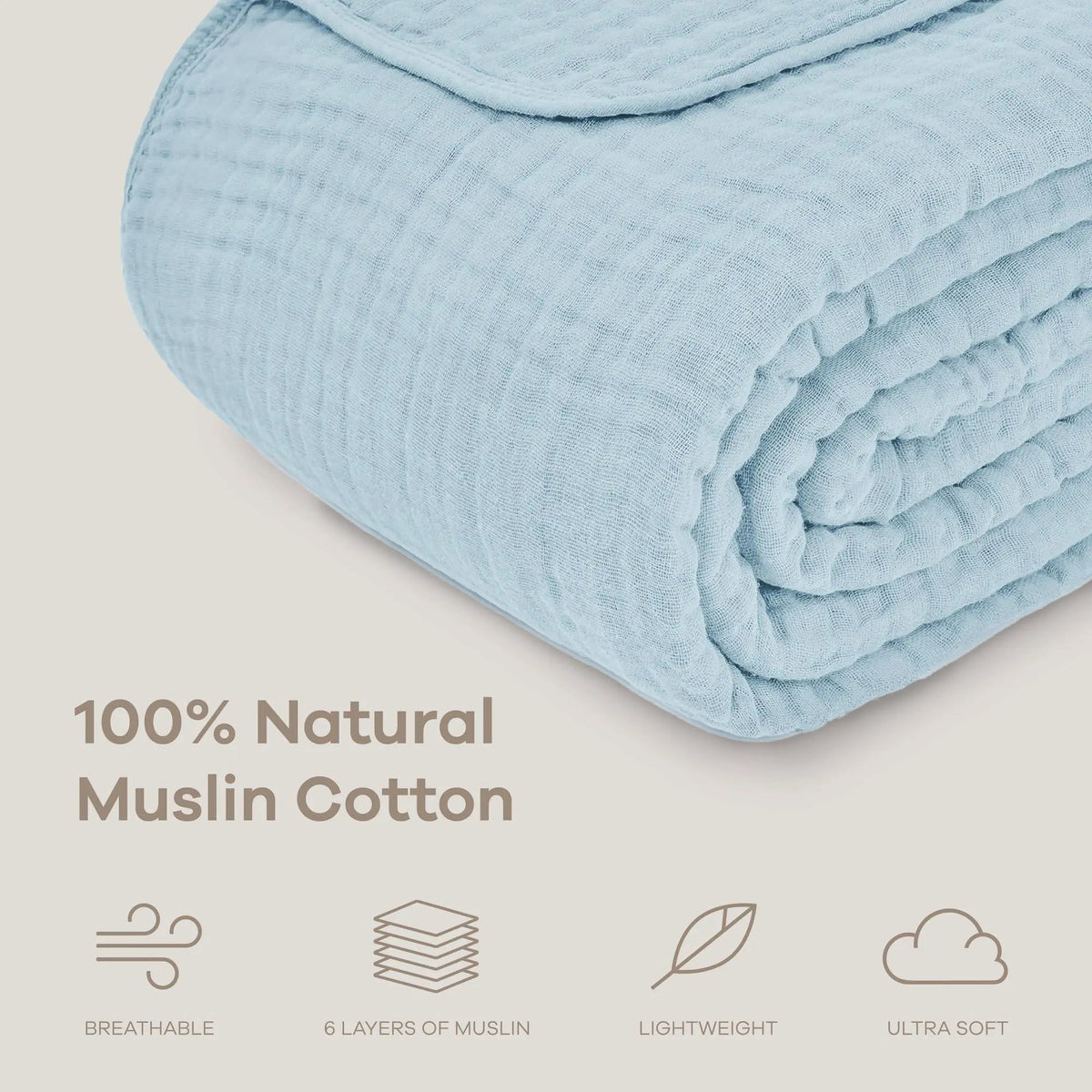 Sleepwyn Lightweight Cotton Muslin Throw Blanket