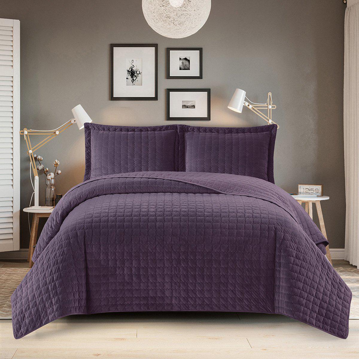 Velvet Bedspread Quilt Set - Plush