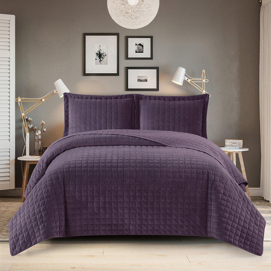 Velvet Bedspread Quilt Set - Plush