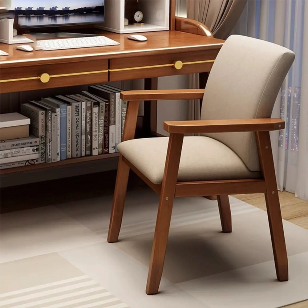 Polyurethane Upholstered Wood Solid Back Arm Chair