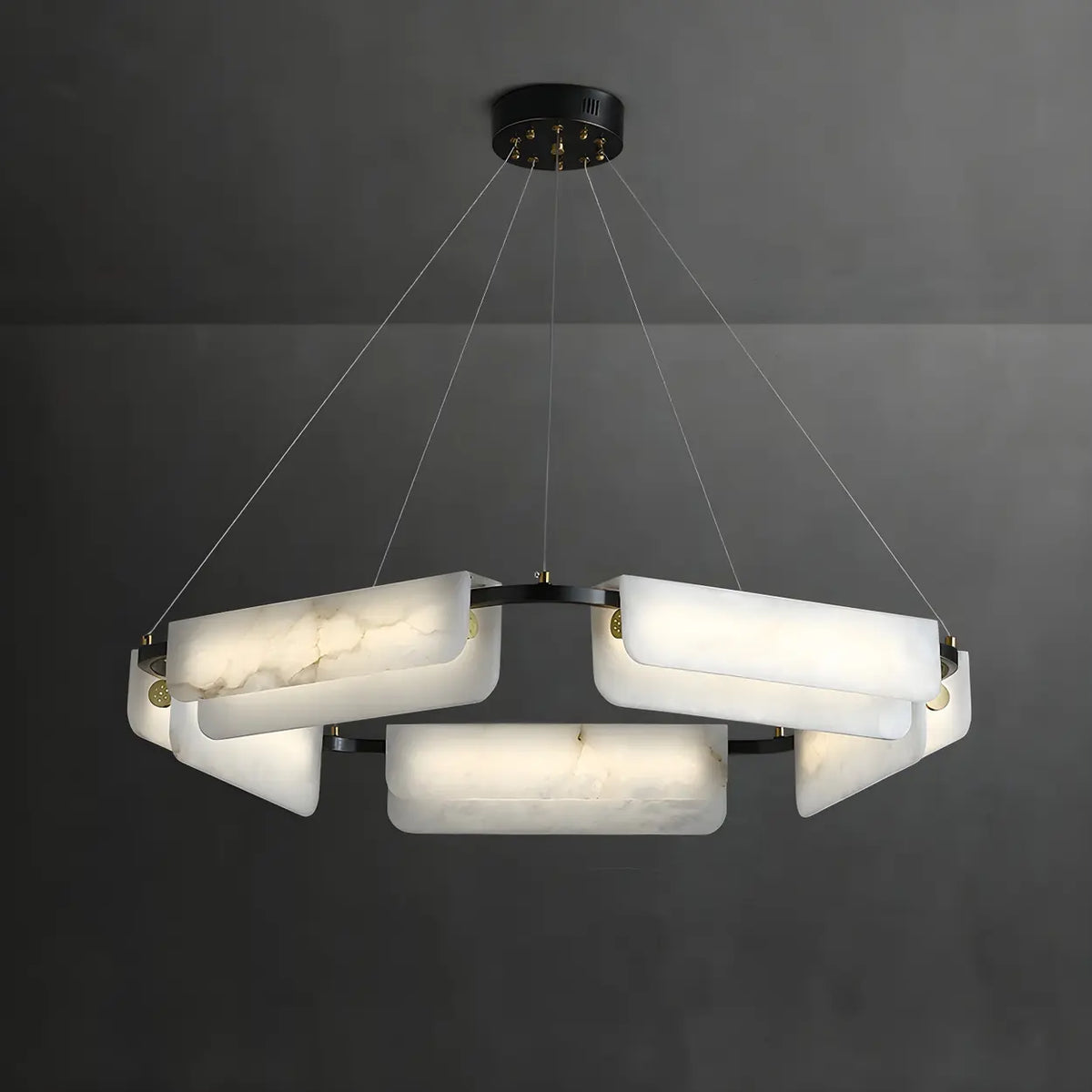 Postmodern Circular Alabaster Living Room Chandelier