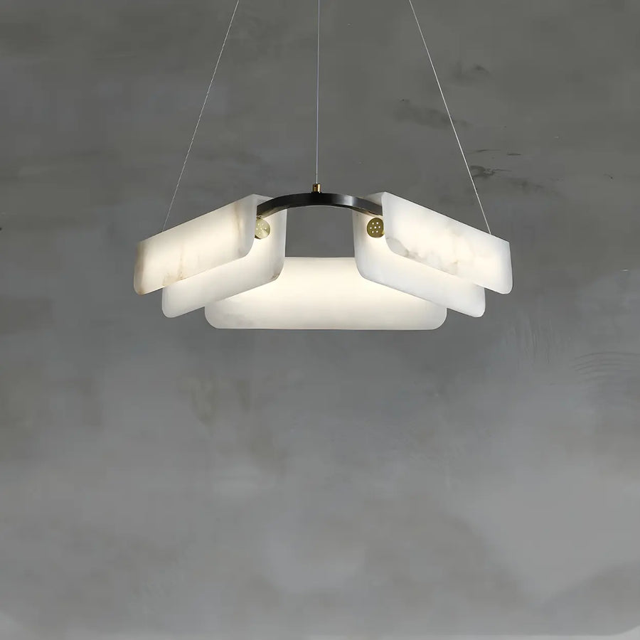 Postmodern Circular Alabaster Living Room Chandelier