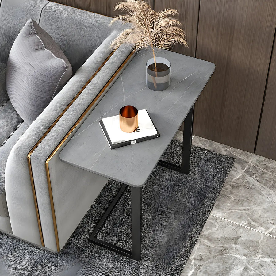 Rectangular Gold Multi-Use C-Sahped Side Table