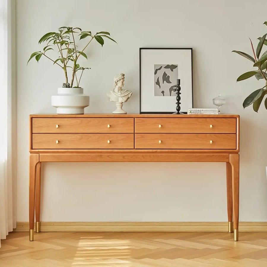Rectangular Wood Storage Console Table with Drawers