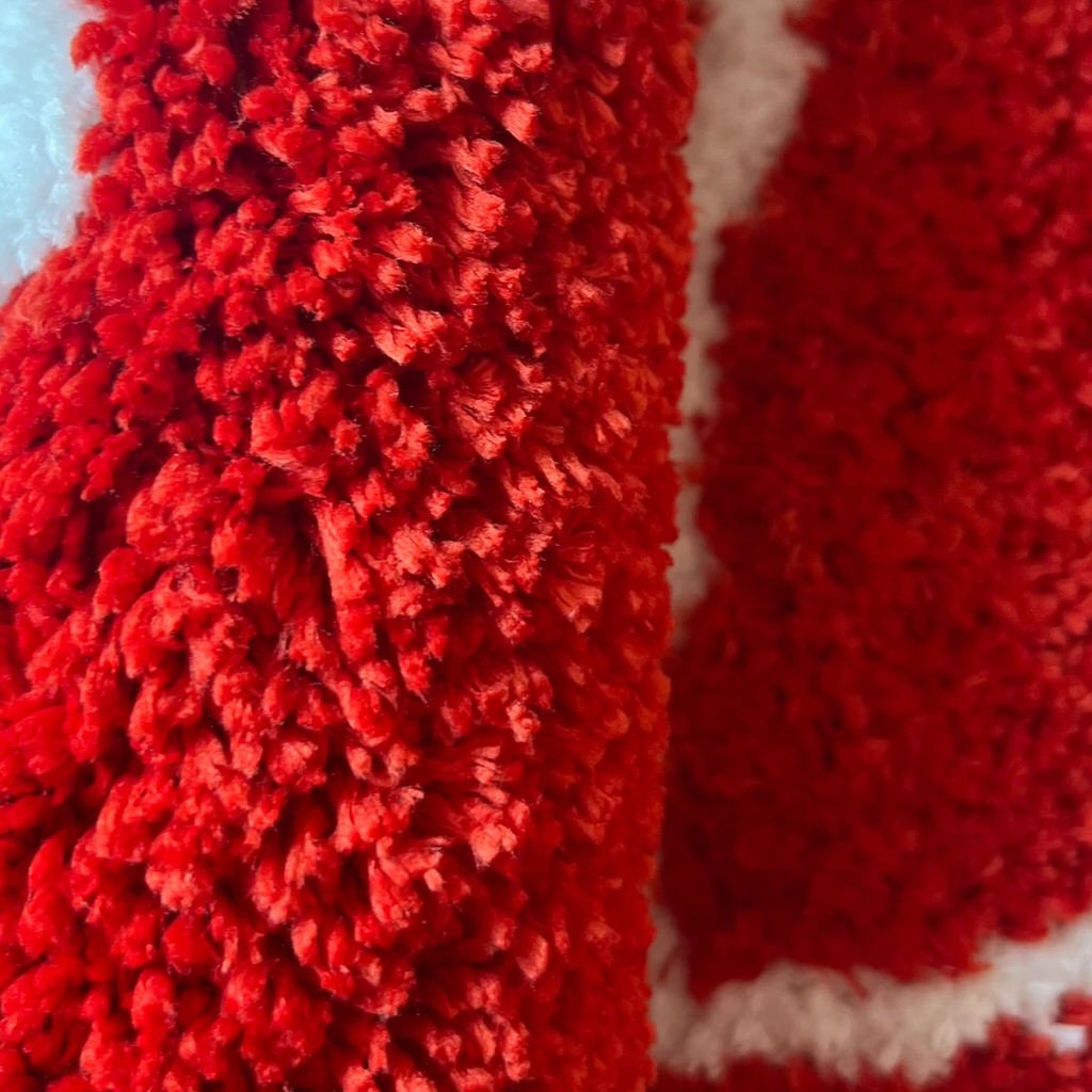 Red Hearts Dice Aesthetic Tufted Accent Rug