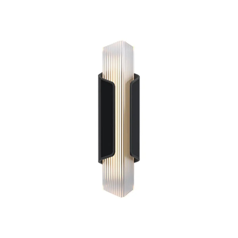 Ribbed Black Outdoor Geometric Up Down Wall Sconce