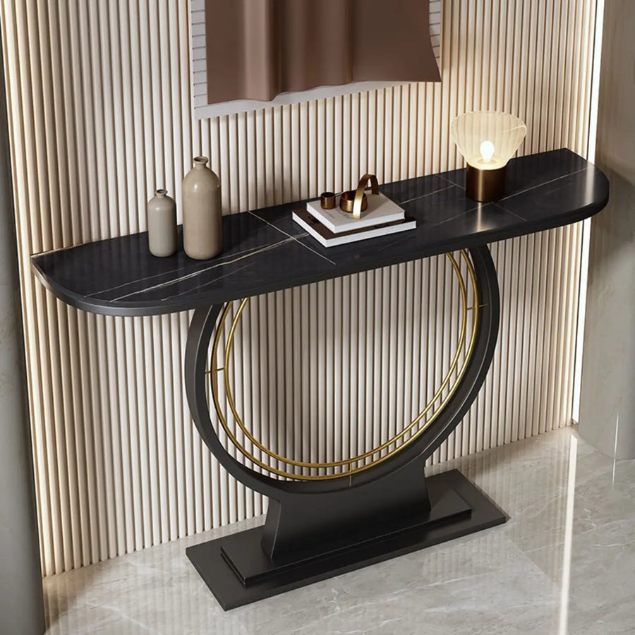 Ring Base Half Moon Sintered Stone Top Console Table