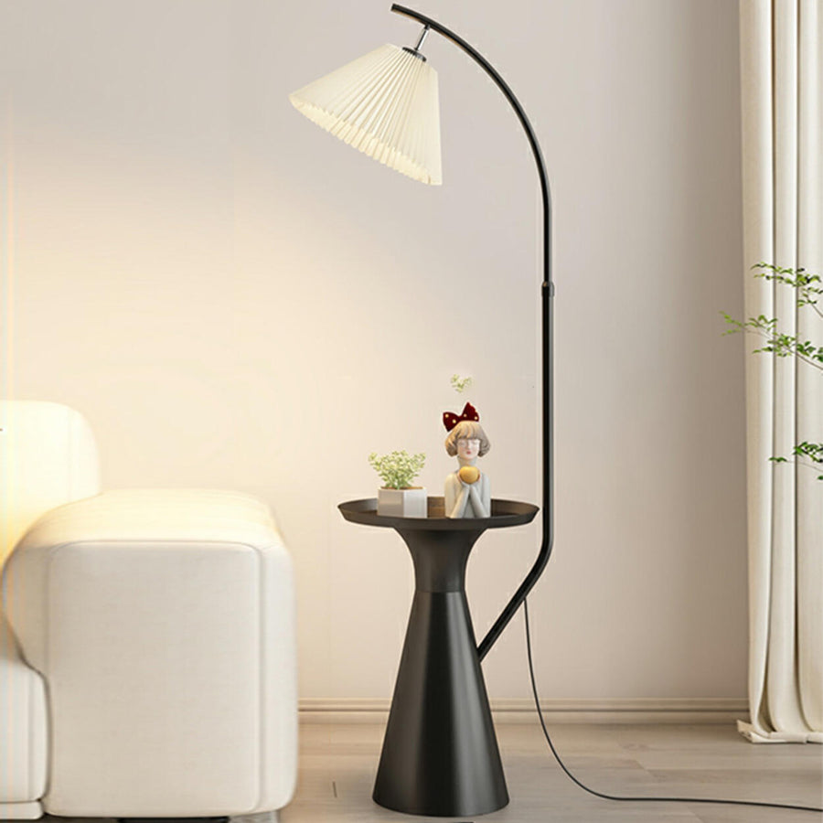 Rotating Pleated Bedside Pedestal Storage Floor Lamp