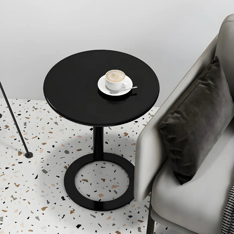 Round Metal Pedestal Accent C-Shaped Side Table