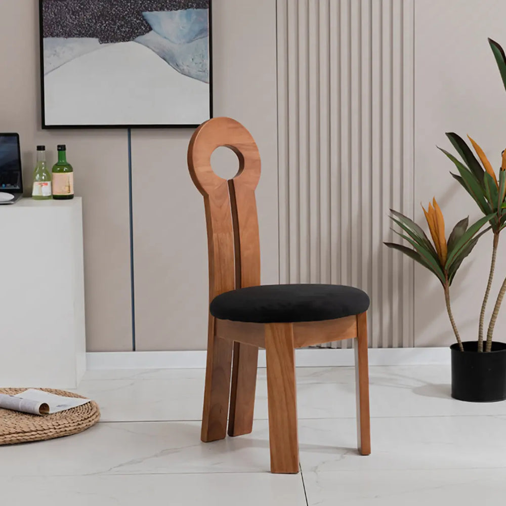 Round Sherpa Wood Labasu Armless Dining Chair Black