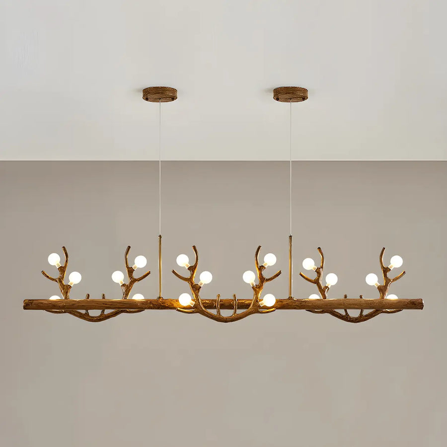Rustic Antler Branch Resin Dining Chandelier Brown Large
