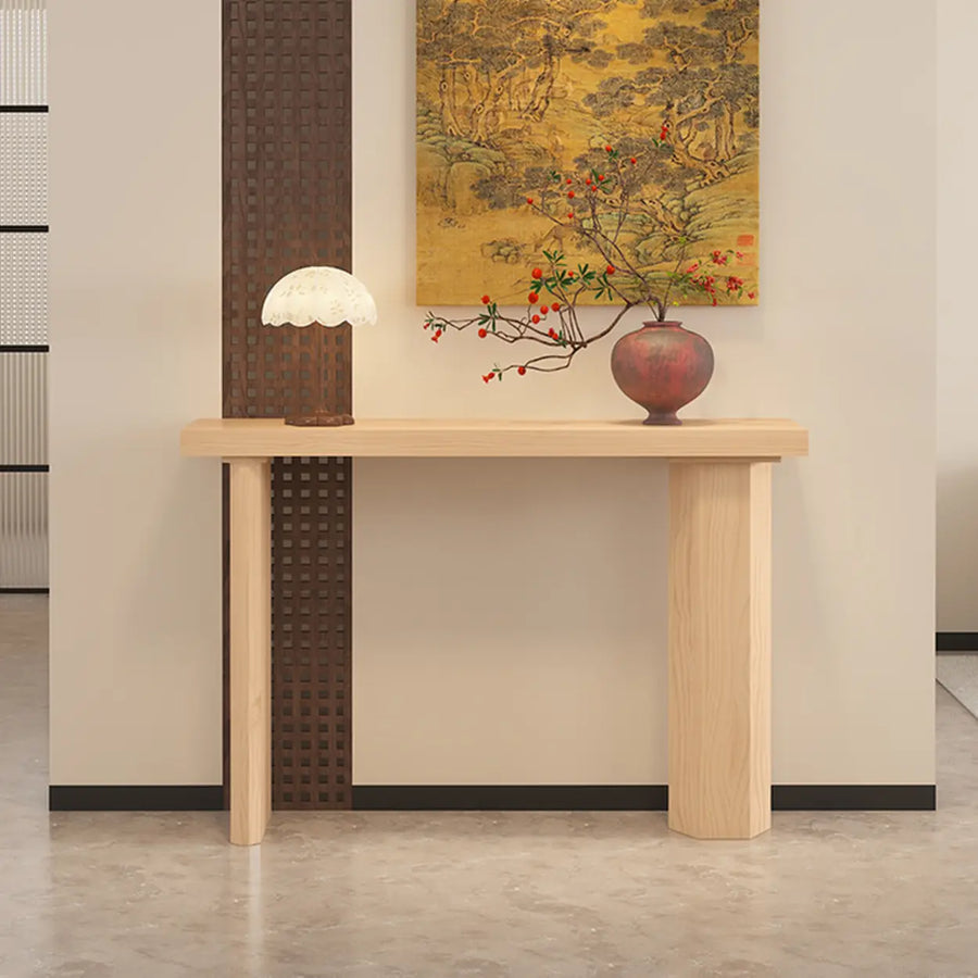 Rustic Asymmetric Wood Leg Entryway Console Table