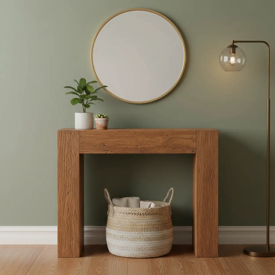 Rustic Classic Entryway Narrow Rectangular Wood Console Table