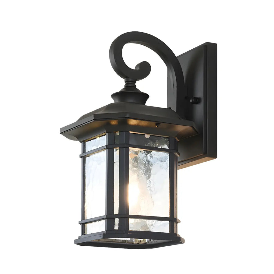 Rustic Curved and Square Exterior Lantern Wall Sconce
