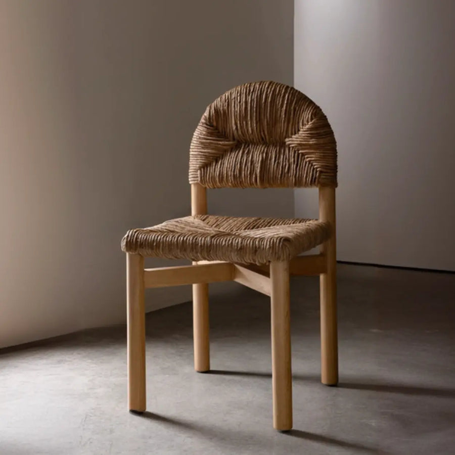 Rustic Curved Braided Rope Dining Chair Natural Finish