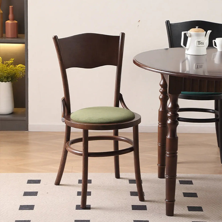 Rustic Mid-Century Wooden Back Curved Dining Chair