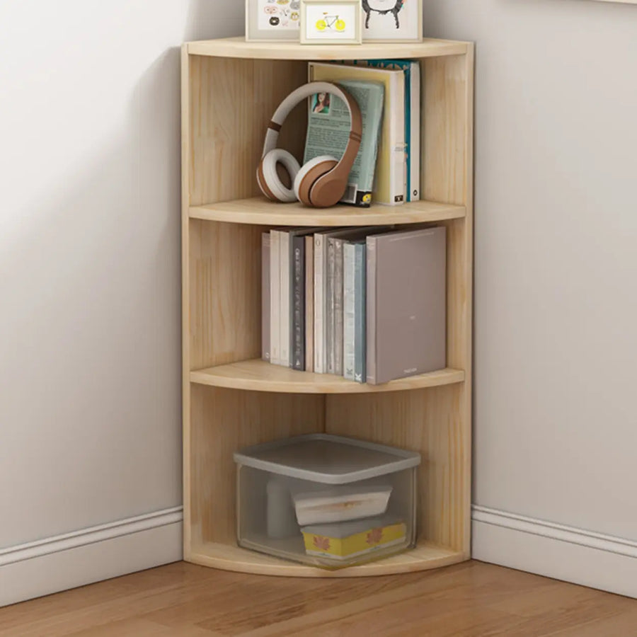 Rustic Natural Finish Triangle Vertical Corner Bookcase