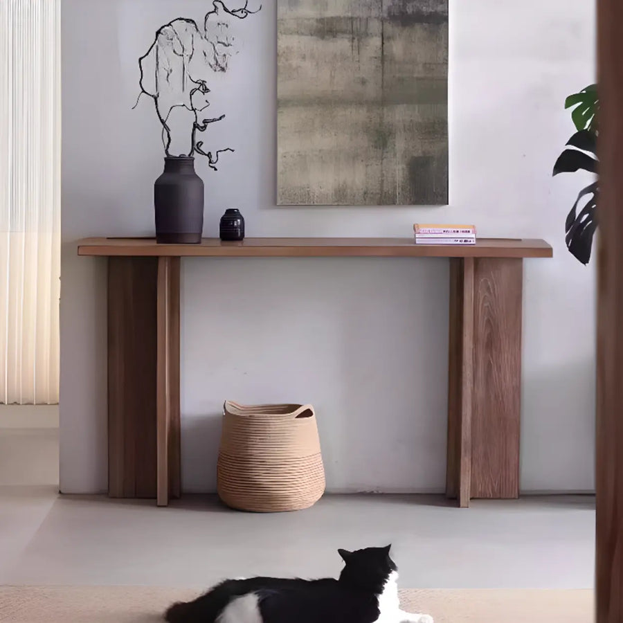 Rustic Natural Rectangular Wood Entryway Console Table