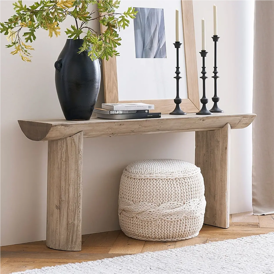 Rustic Rectangular Pine Wood Sled base Console Table