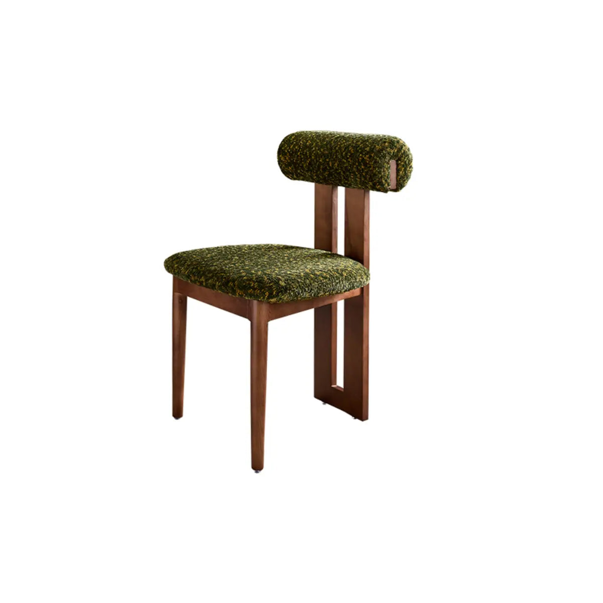 Rustic Upholstered Open Back Dining Chair with Wooden Frame