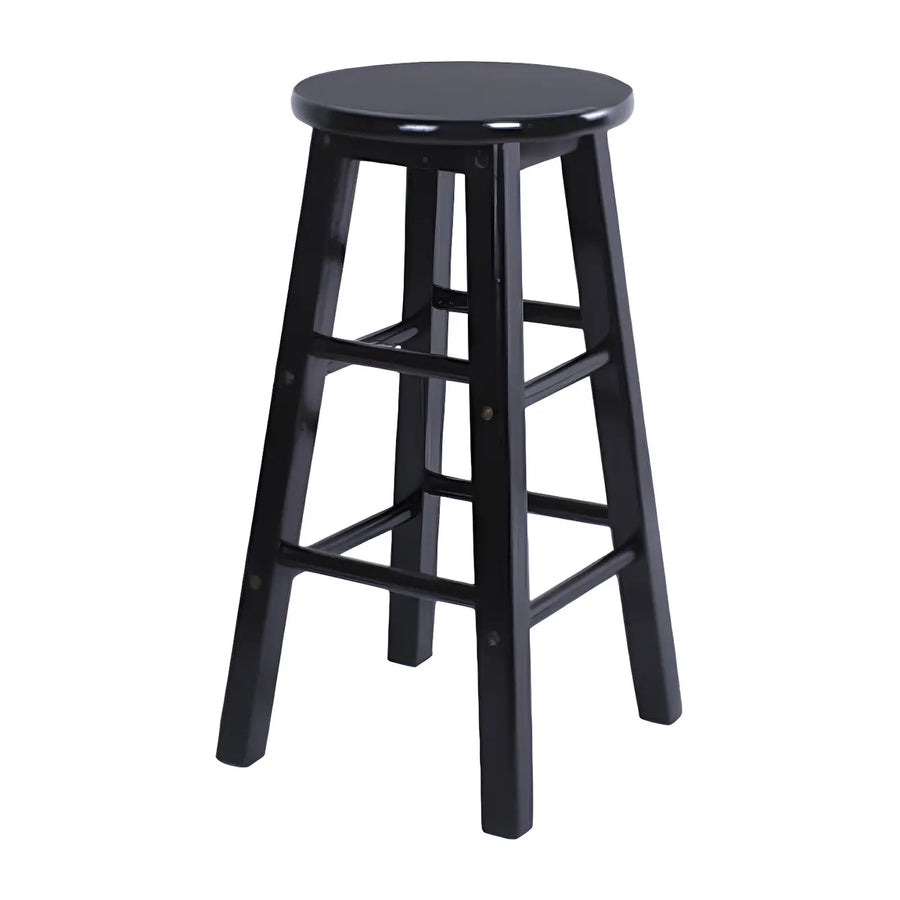 Rustic Wood Black Walnut White Round Bar Stool With Footrest