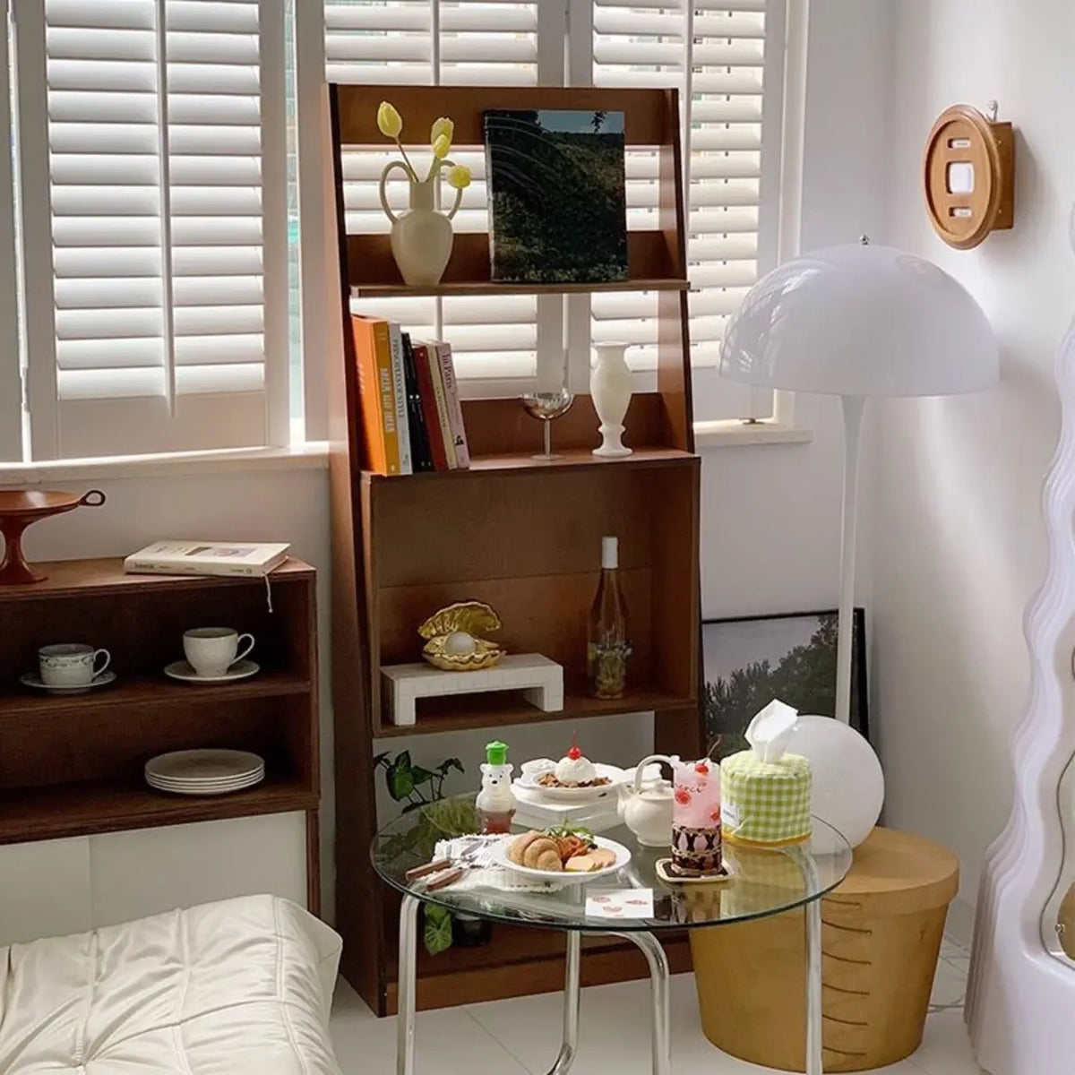 Scandinavian Wood Vertical Open Back Ladder Bookshelf