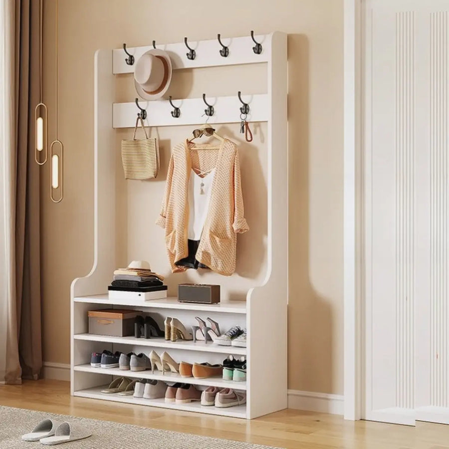 Shoe Storage Freestanding Tall Coat Rack Organizer
