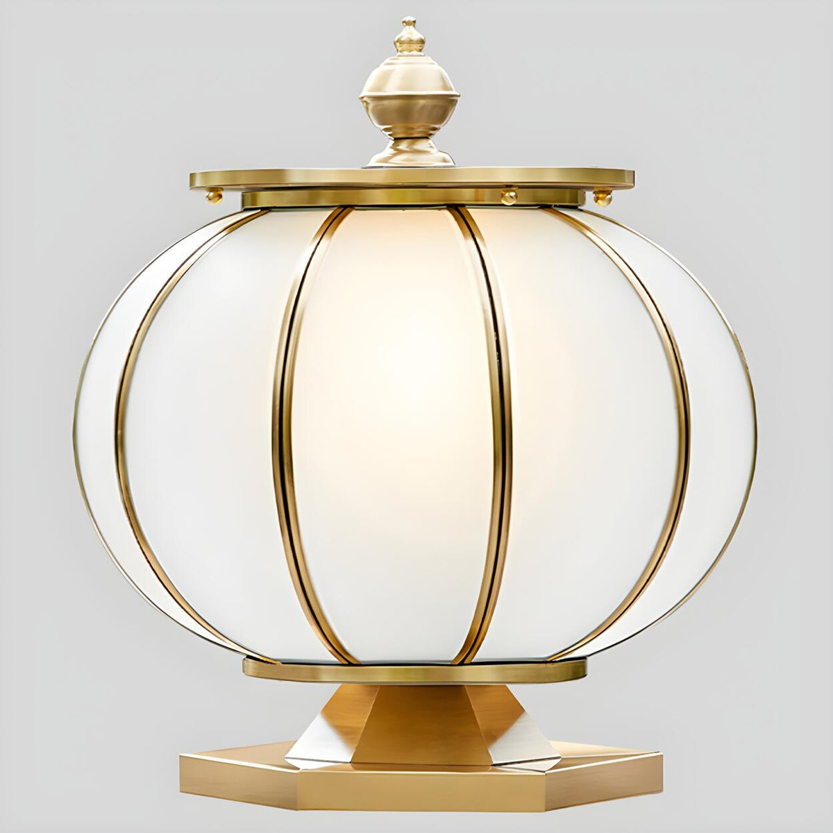 Retro Frosted Glass Solar Globe Lantern Outdoor Pillar Light