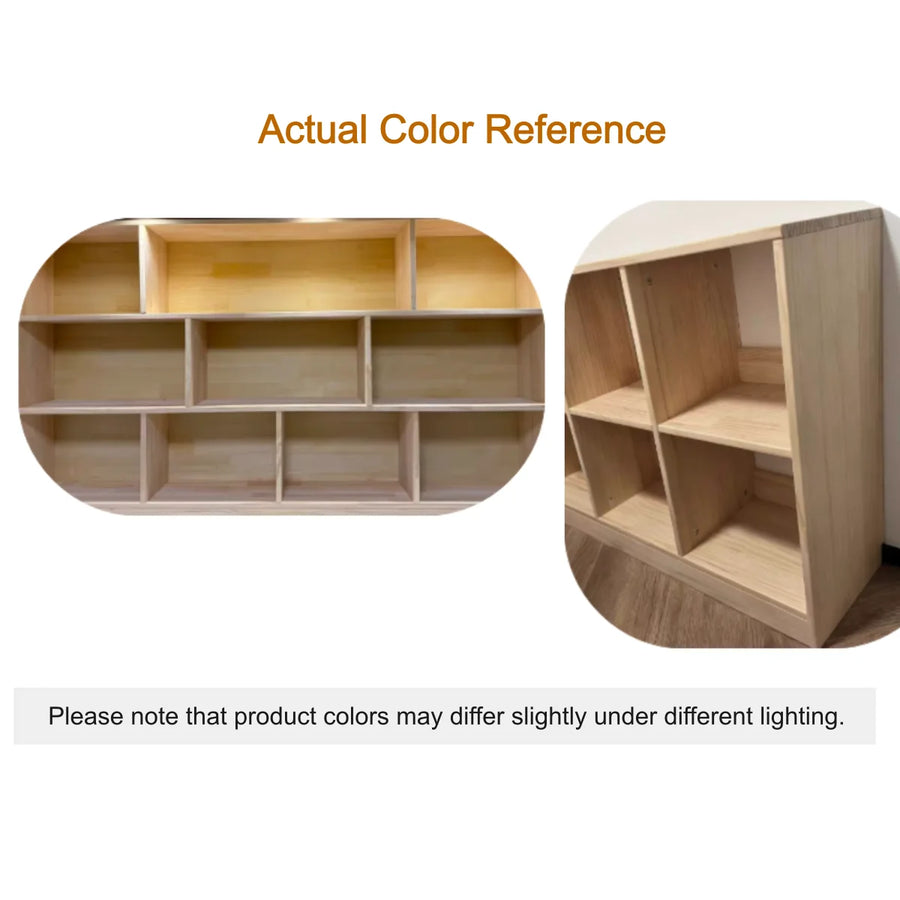 Simple Horizontal Natural Pine Low Storage Bookcase