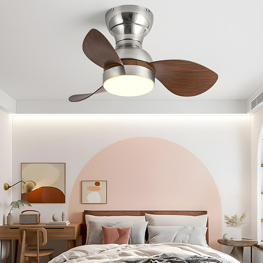 Simple Kids Room 3 Blade Small Ceiling Fan With Light