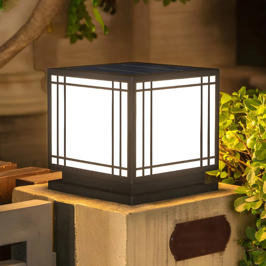 Simple Strip Square Metal Outdoor Solar Post Pillar Lamp