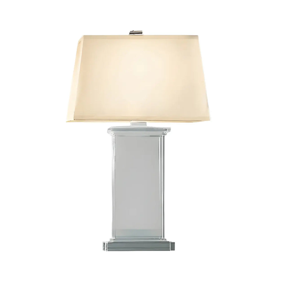 Simple White Fabric Rectangular Crystal Table Lamp