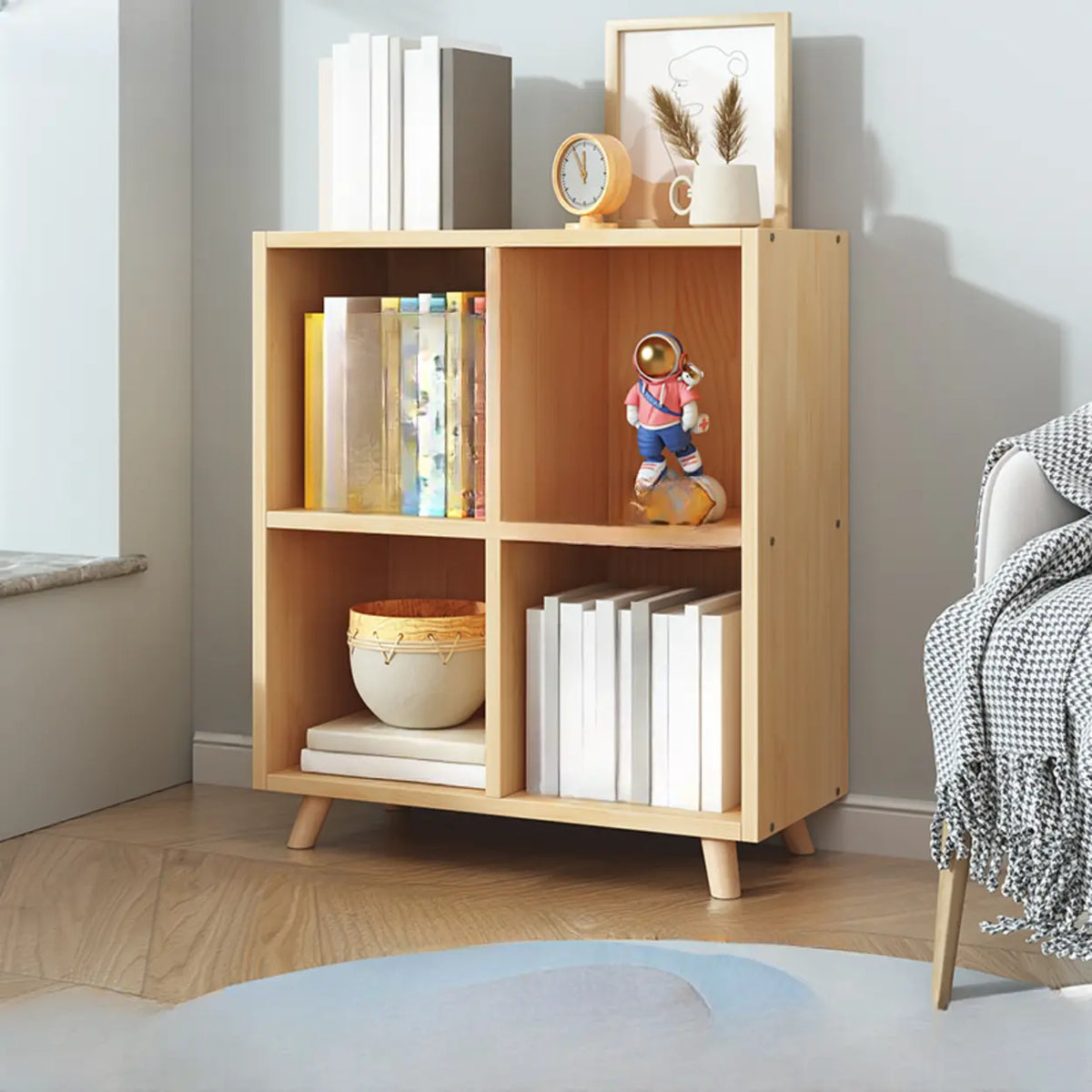 Simple Wood Closed Back Horizontal Organizer Bookcase